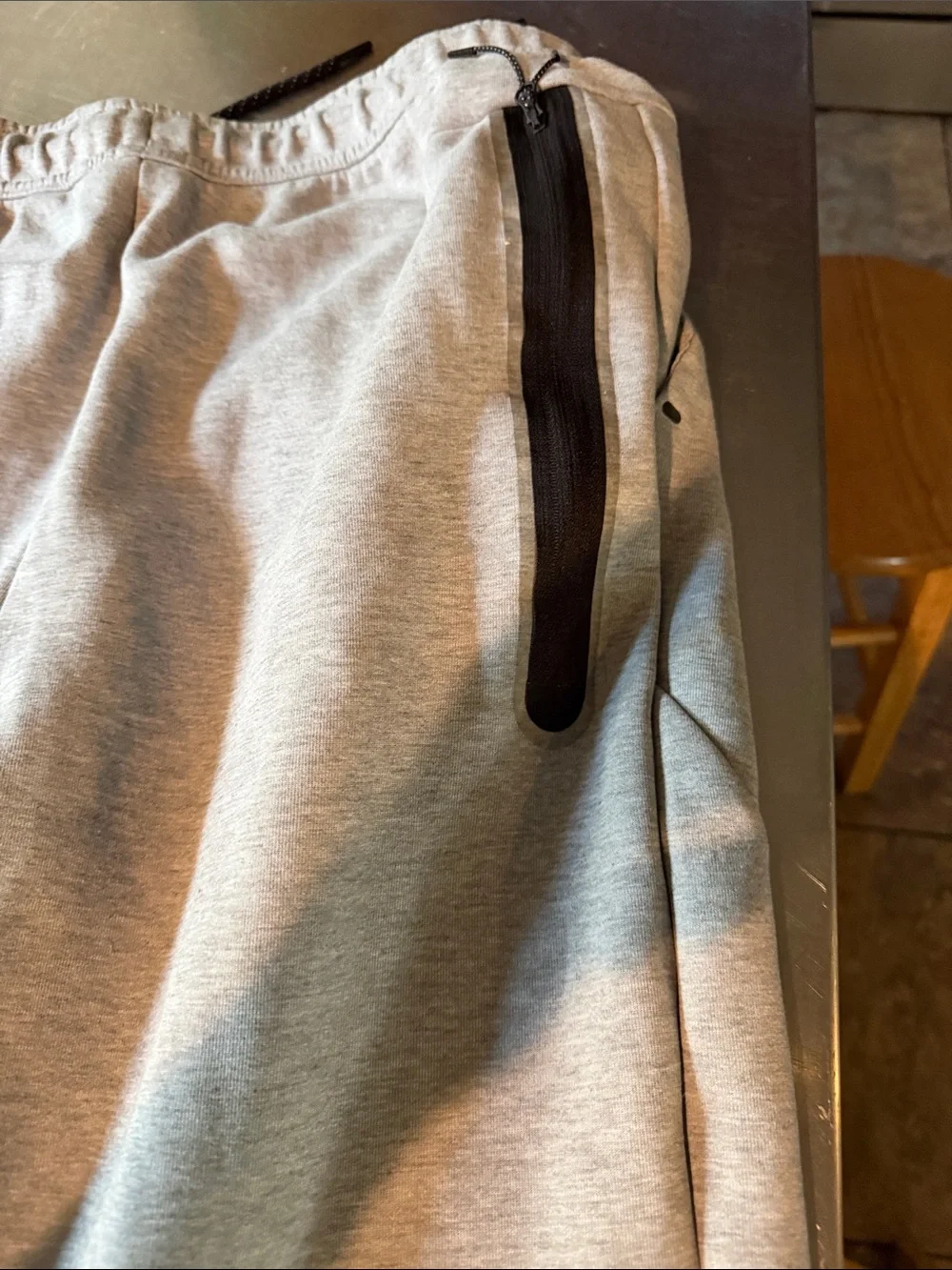 Nike Light Gray Full-Zip Hooded Sweatshirt with Black Trim